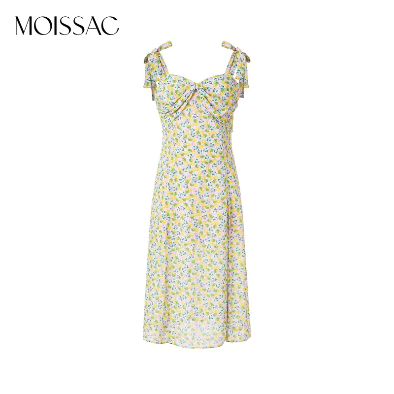 MWEX50054商场同款 摩萨克2024夏粘纤蚕丝碎花吊带中长款连衣裙女