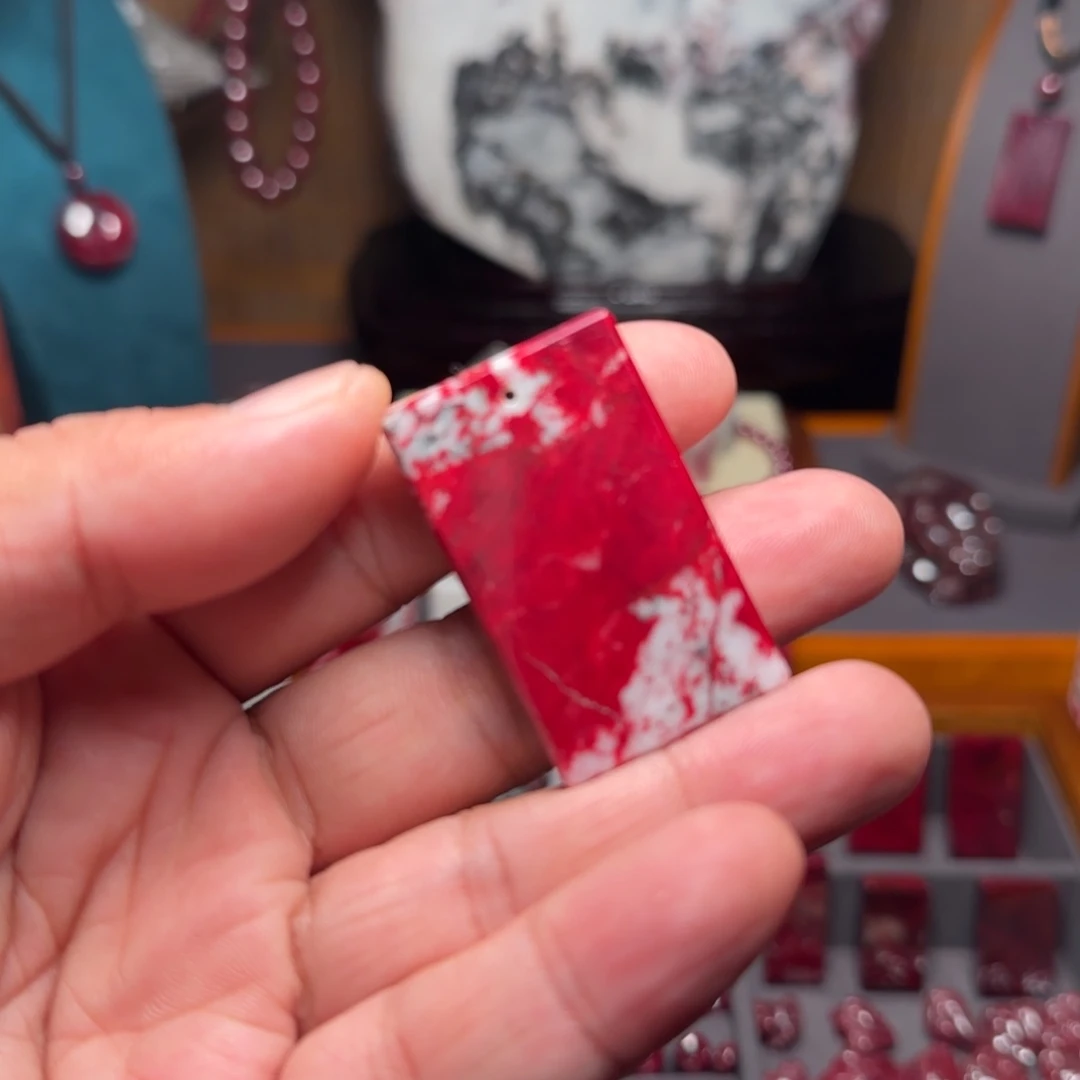 平***乐天然辰砂无事牌工艺品饰品