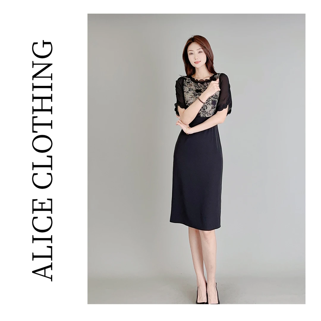 5【ALICE “花影贵族”通勤连衣裙】柔美蕾丝 浪漫优雅 S2137789W