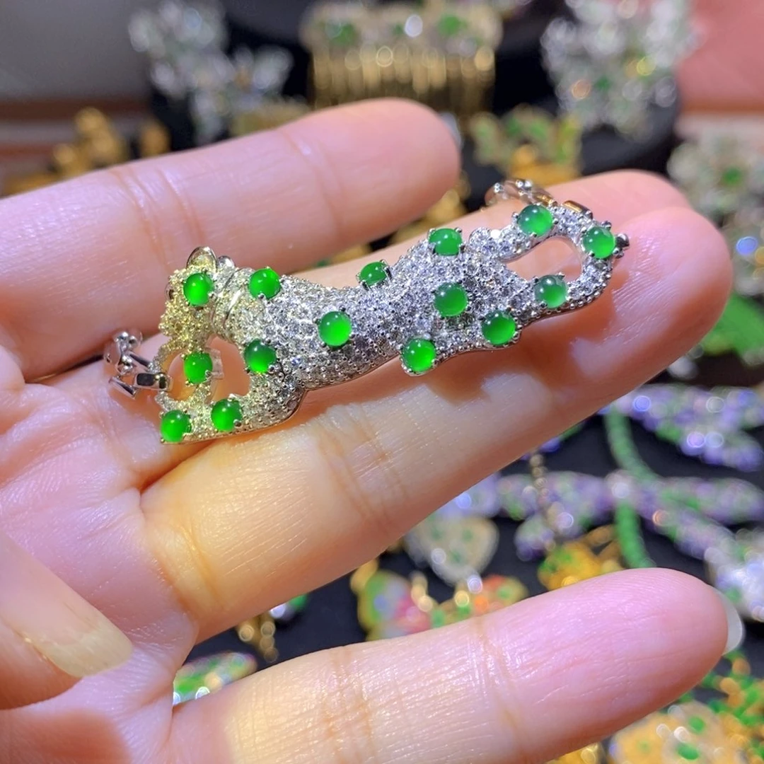 吊坠(不含链)银S925镶嵌翡翠