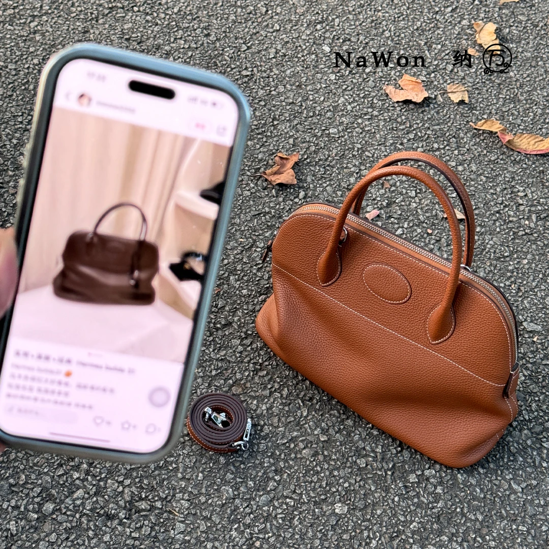 NaWon｜原厂头层小牛皮贝壳宝莱包27/31/35cm手提单肩保龄球包