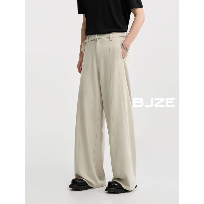 [天丝醋酸羊毛]BJZE男装夏季百搭腰带显腿长垂感休闲裤F521291