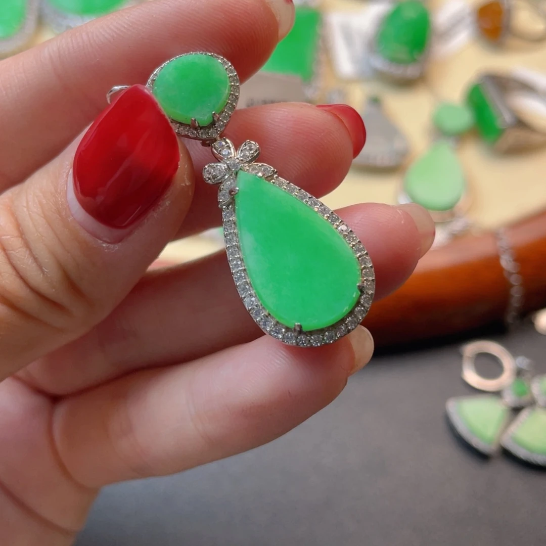 翡翠吊坠(不含链)银S925镶嵌