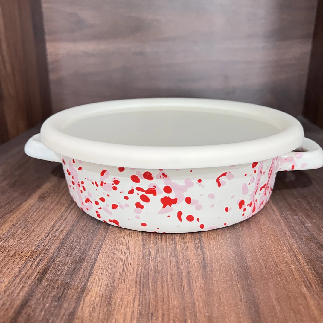 红粉 泼墨系列 20CM 加厚款 圆形双耳芝士盘