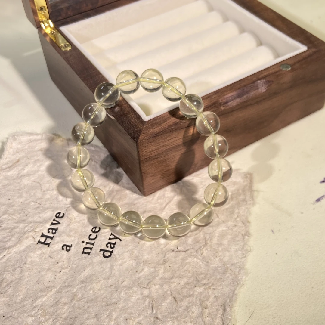 【金沙黄泡泡】全净体柠檬黄水晶带证书10MM