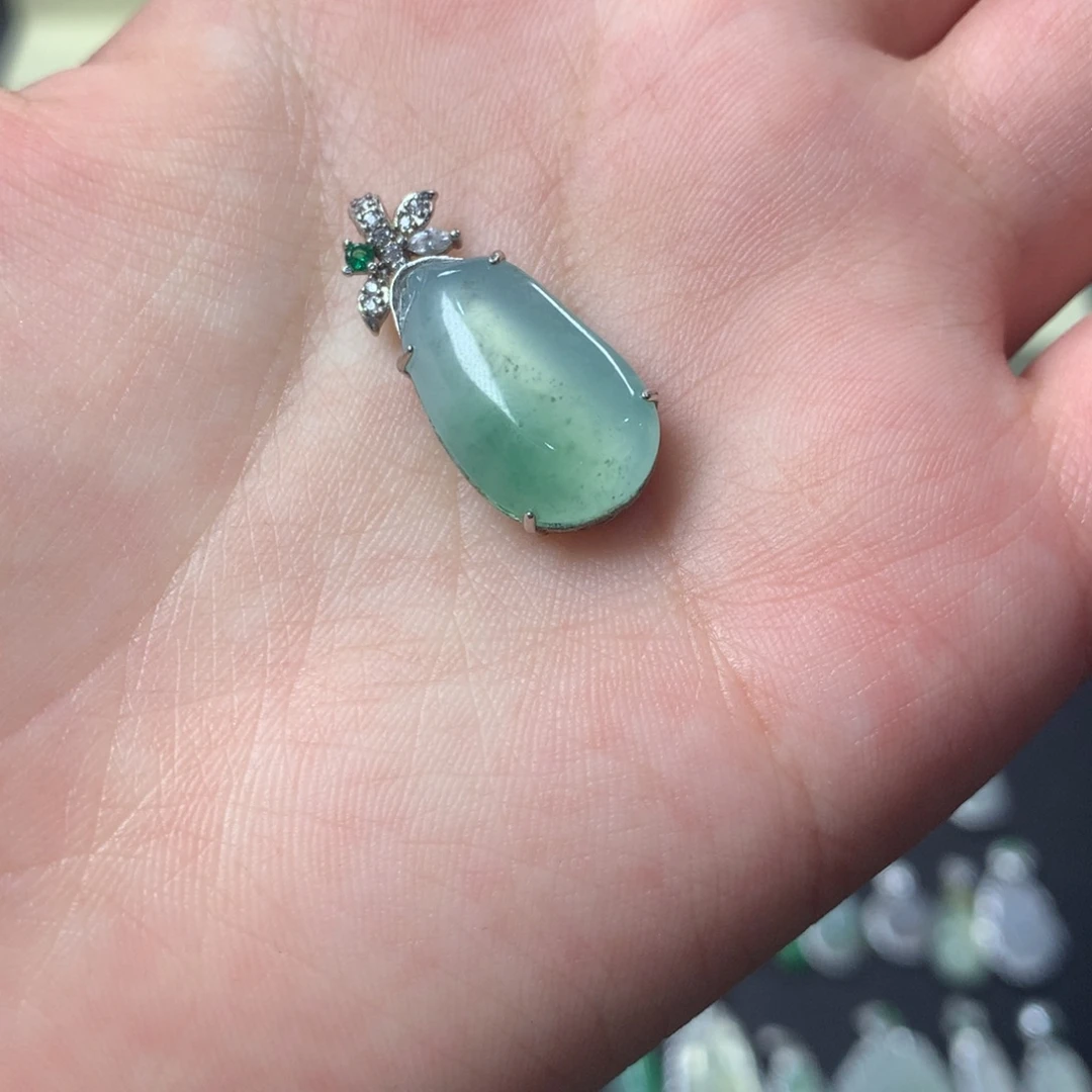 翡翠银S925镶嵌挂件