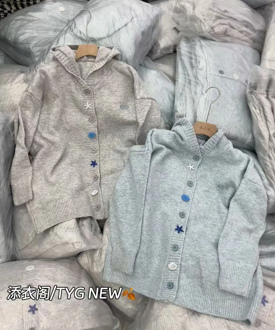 网红针织宽松常规设计感韩版连帽毛针织衫秋季慵懒风