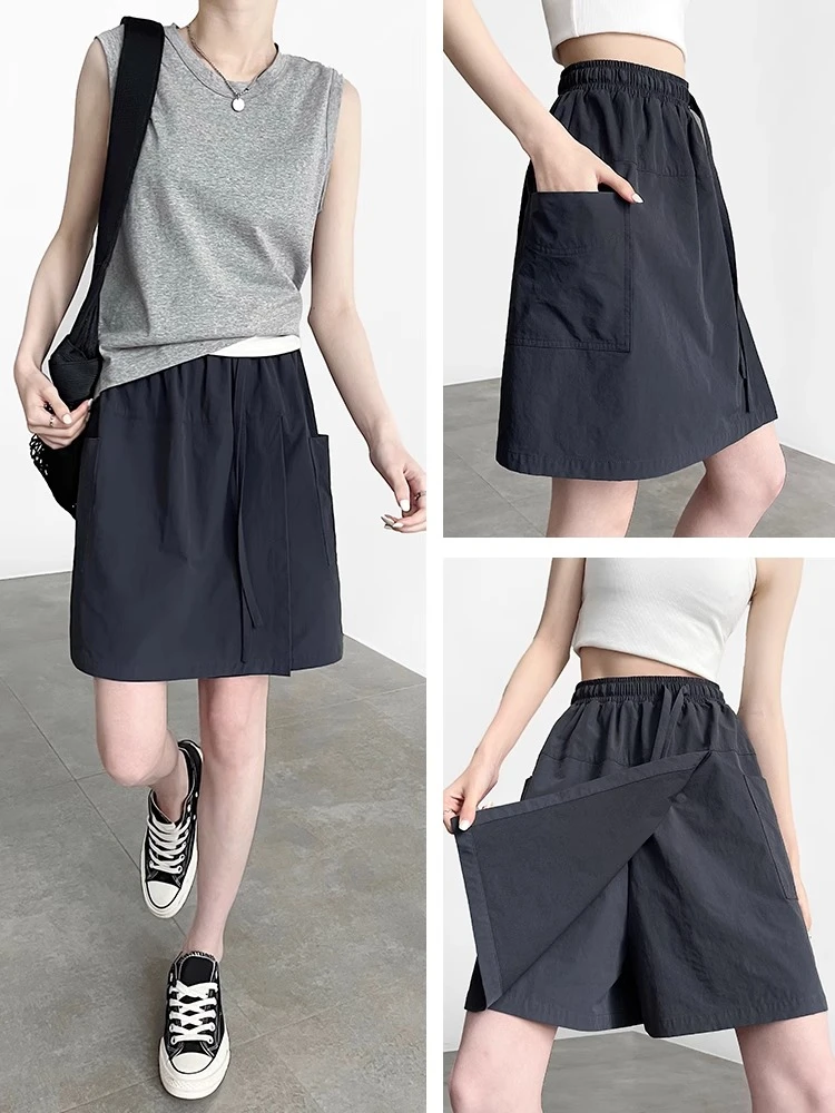 冰丝山本短裙女夏2025新款高腰显瘦小个子工装裙裤休闲运动半身裙