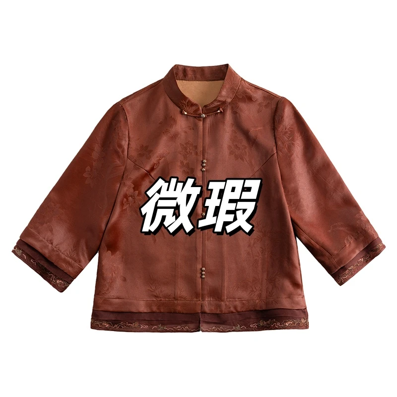 微瑕青娘子拼接刺绣春夏中式立领气质百搭短款时尚开衫-00156