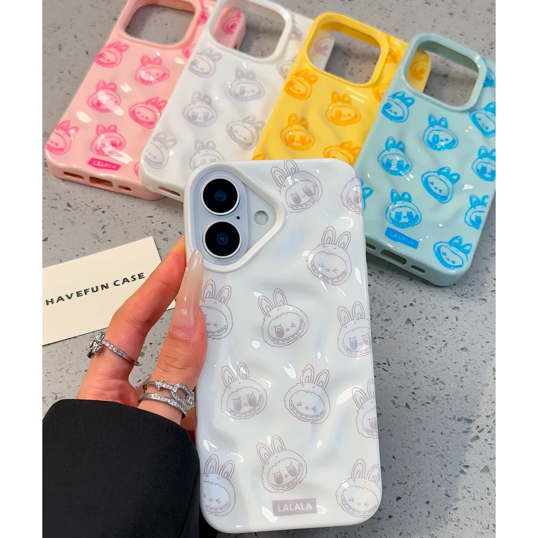 雅天立线条labubu适用iPhone16苹果13手机壳15promax/14新款12软