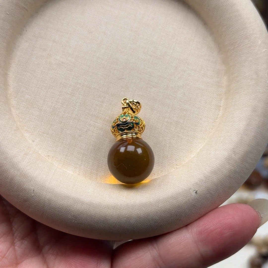 琥珀未镶嵌手链棕珀单珠镶嵌葫芦