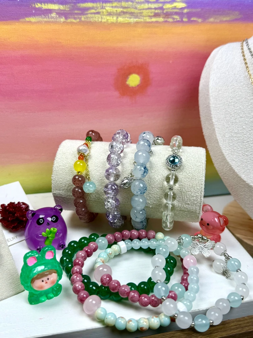 合金琉璃手链 （1-200）合金琉璃/玻璃手串手链小众手作温柔百搭
