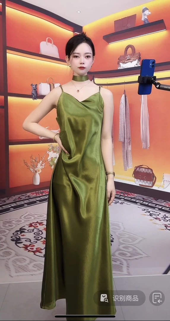 (肩带可调节+送飘带）气质优雅鎏光缎面法式修身显瘦夏时尚鱼尾裙