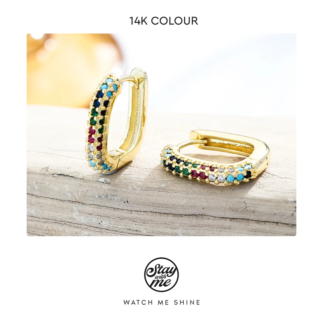 STAY WITH ME 铜合金合成锆石耳饰 小众设计p0578耳环