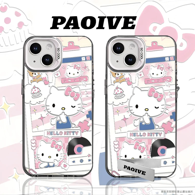 适用苹果华为vivo一加iPhone小米三星HelloKitty防摔彩银手机壳
