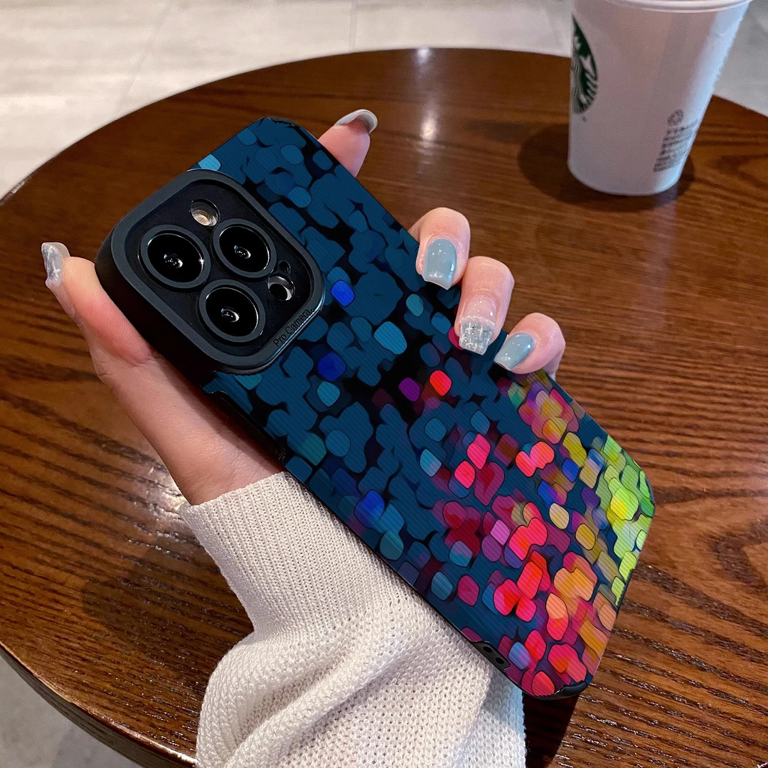 彩色方块适用苹果17promax手机壳拼接高级感iphone16promax保护壳