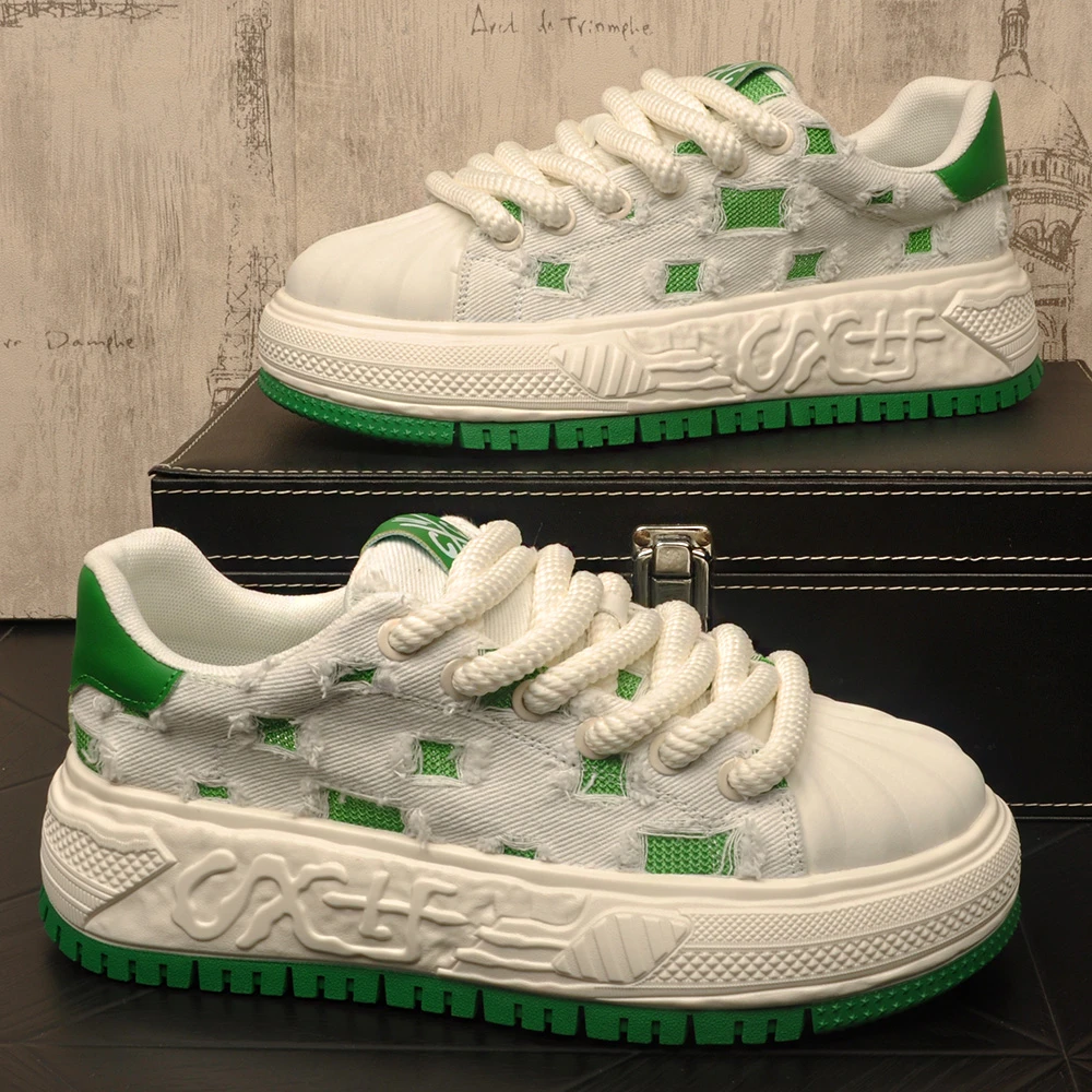 透气素面厚底增高夏季时尚休闲鞋男士低帮ins帆布鞋网面休闲鞋男