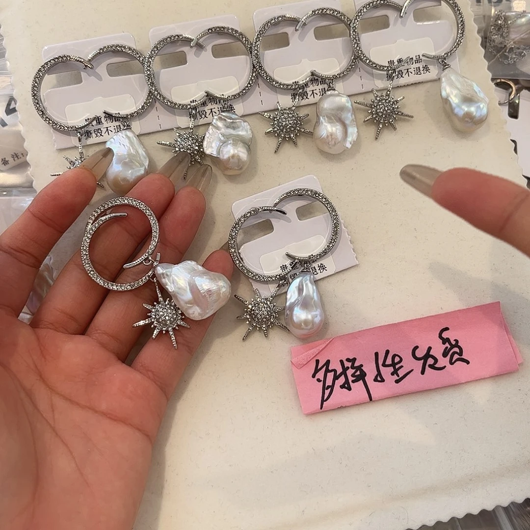 合金淡水珍珠耳饰