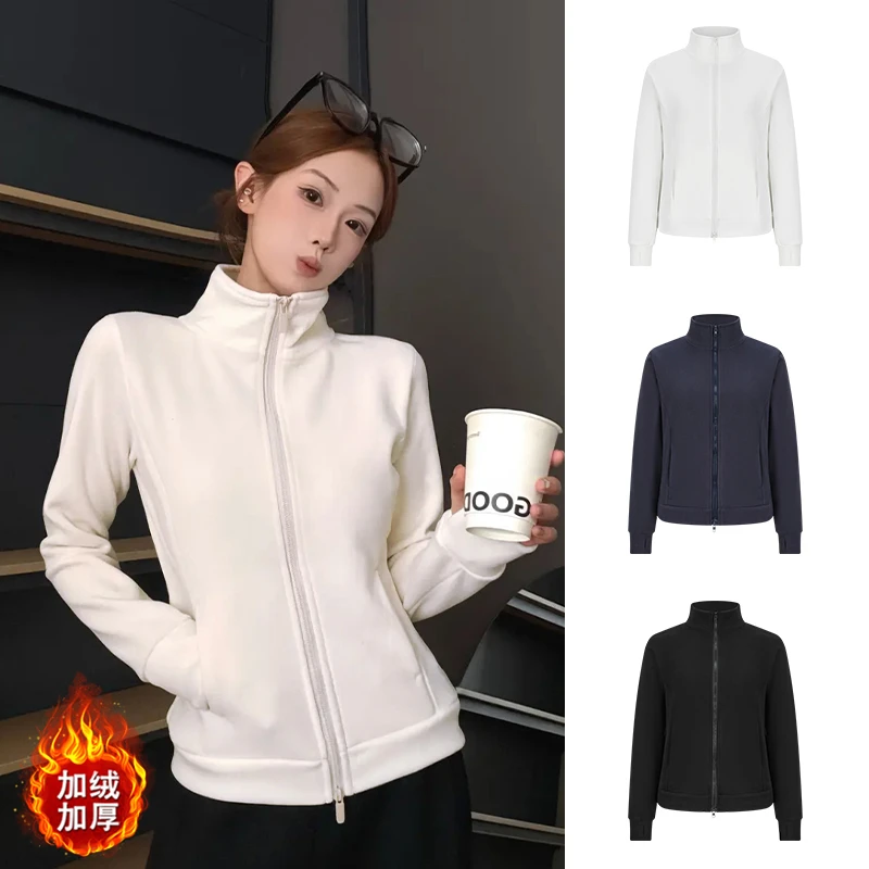 Moses Queen/魔西女王德绒加厚立领拉链卫衣外套百搭显瘦开衫上衣