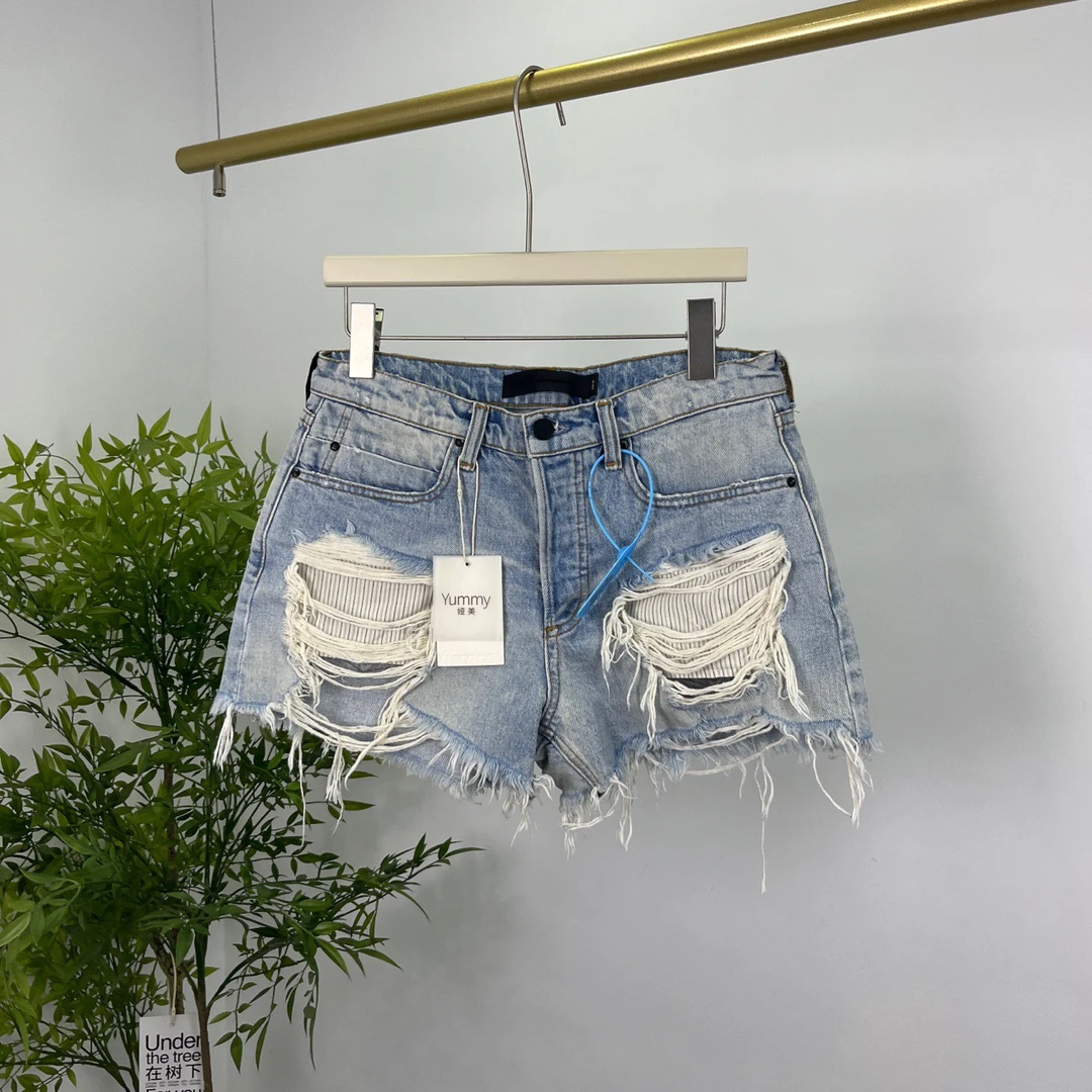99新  Alexander Wang 亚历山大王 破坏牛仔短裤 36码/98新/无配