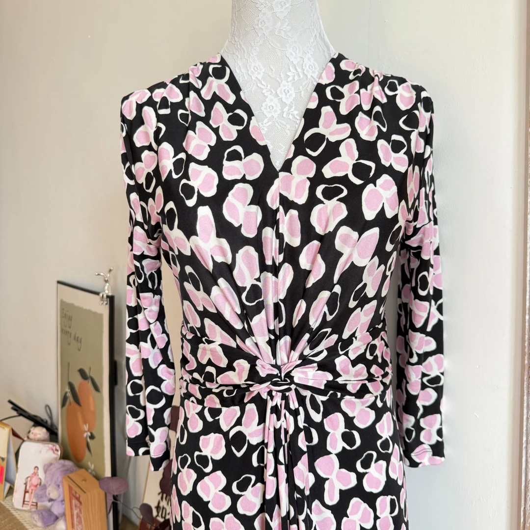 玲姐定制-160克针织桑蚕丝*桃花朵朵*100%桑蚕丝夏季连衣裙