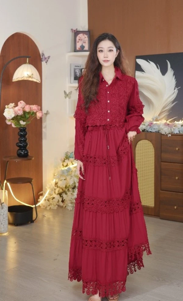 两件套高级气质收腰显瘦法式长裙气质仙女温柔风连衣裙秋季长袖