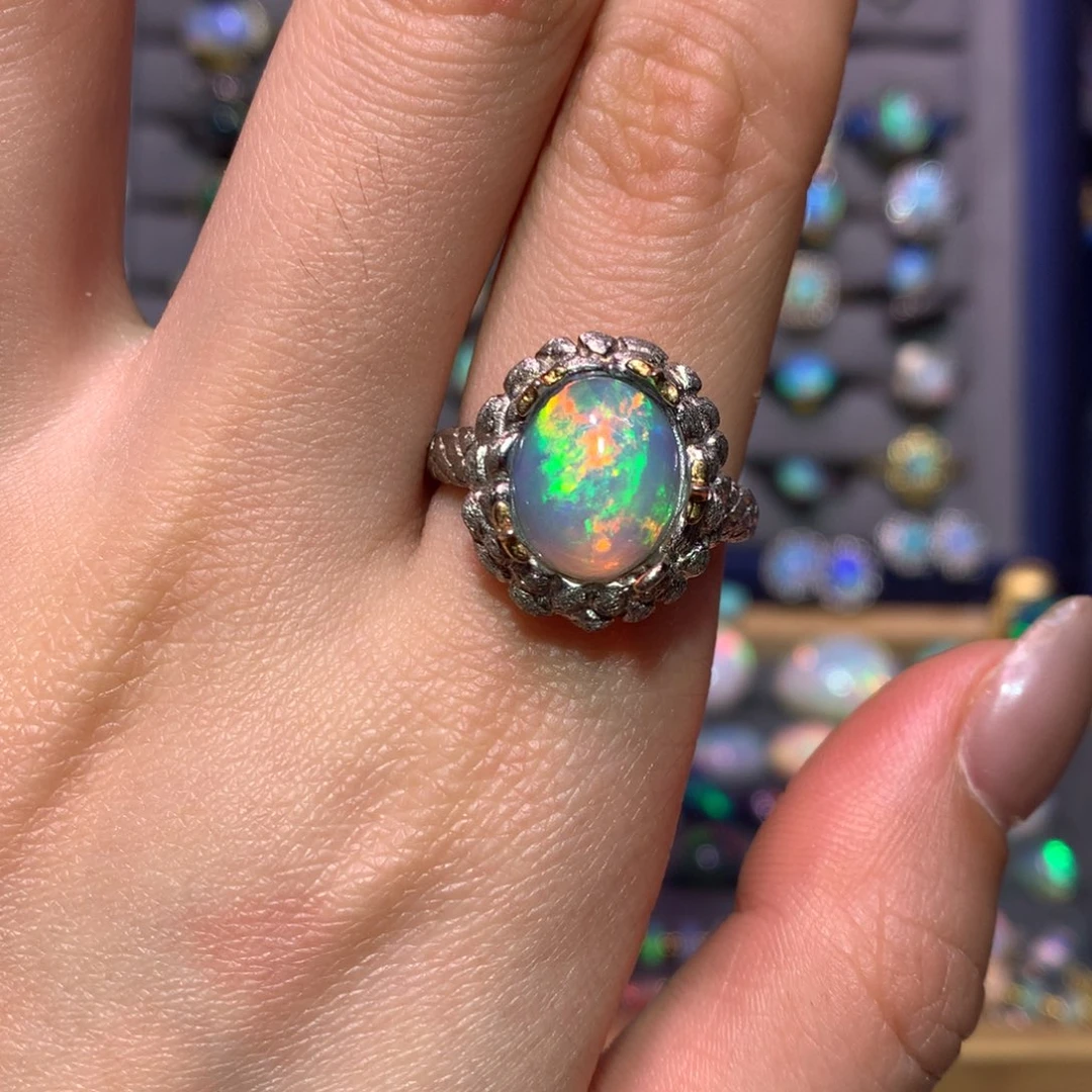 银S925镶嵌欧泊戒指款式