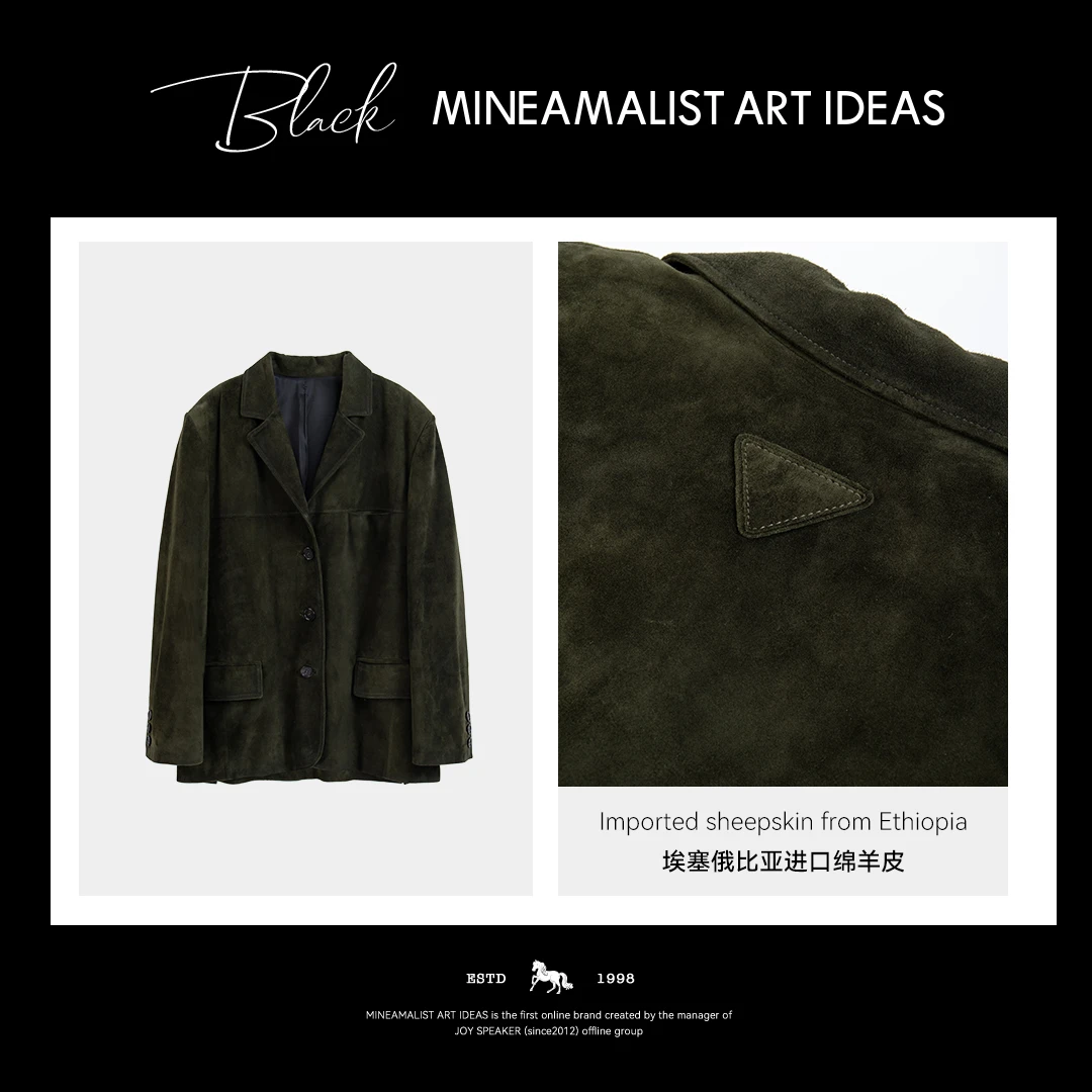 【MAIx埃塞俄比亚进口】黑标系列秋冬复古翻领绵羊皮外套376MJ
