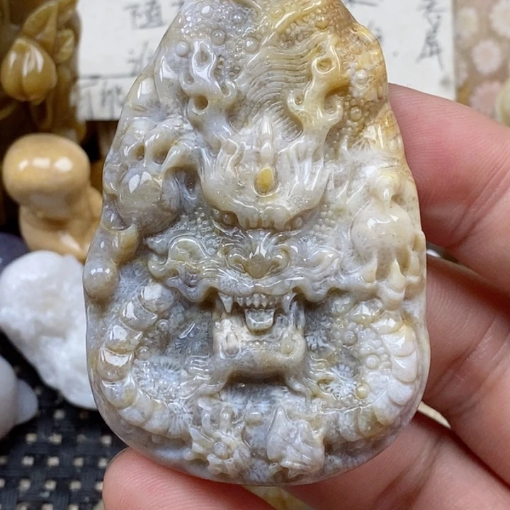颈饰未镶嵌硅化珊瑚（珊瑚玉）有瑕
