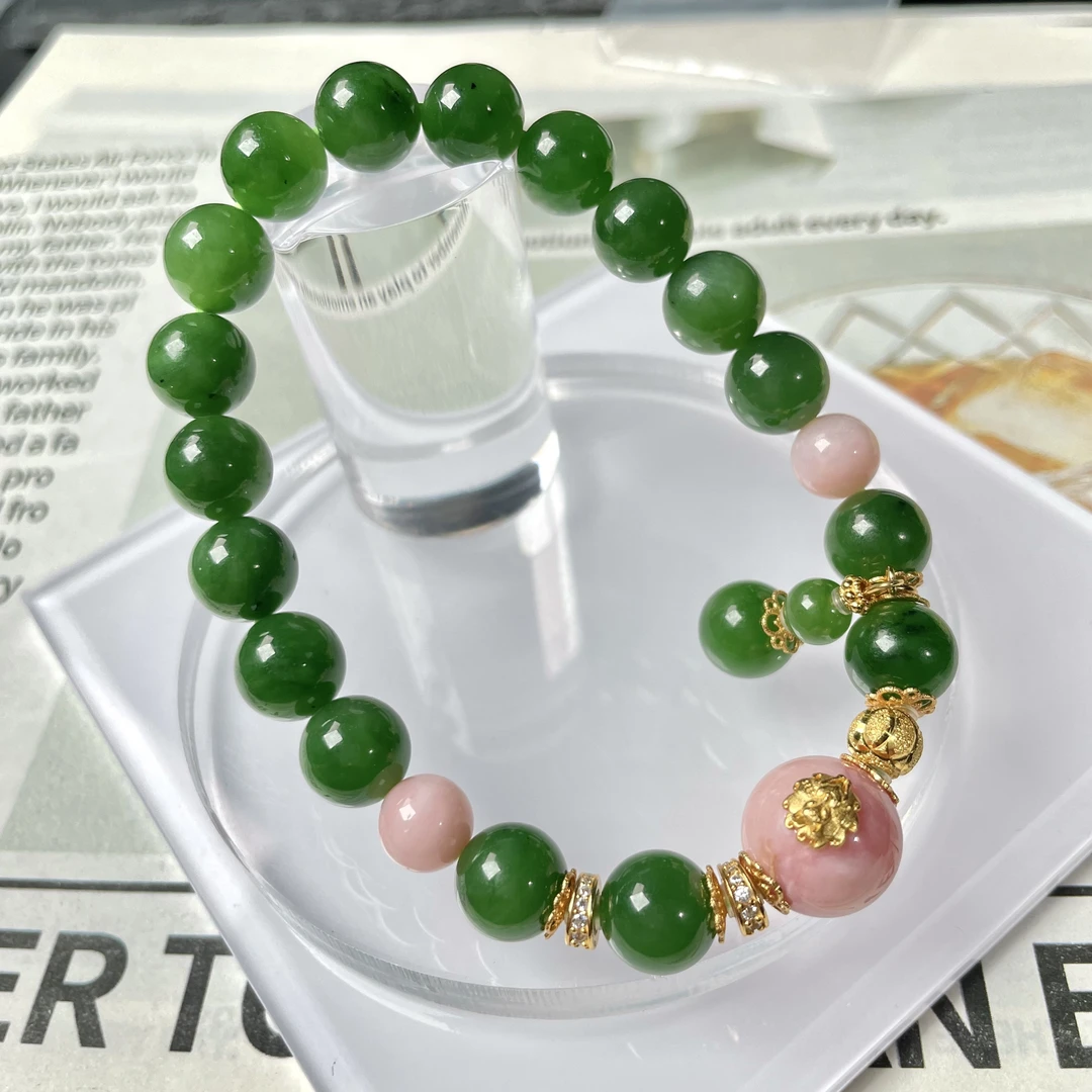 【春桃】碧玉设计款手串9.5mm+10mm KT25092315