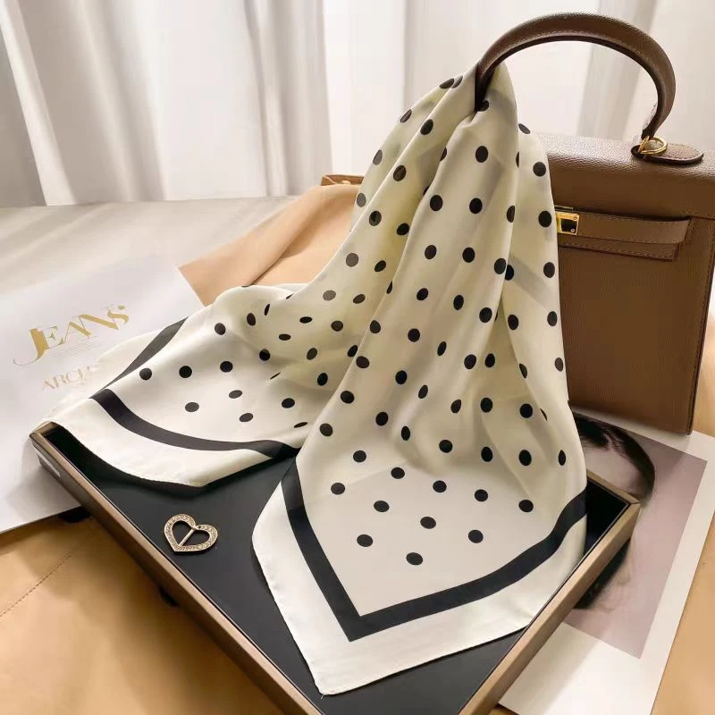 主播同款黑白波点小方巾 新款丝巾领巾 搭配衬衣气质围巾 HY122