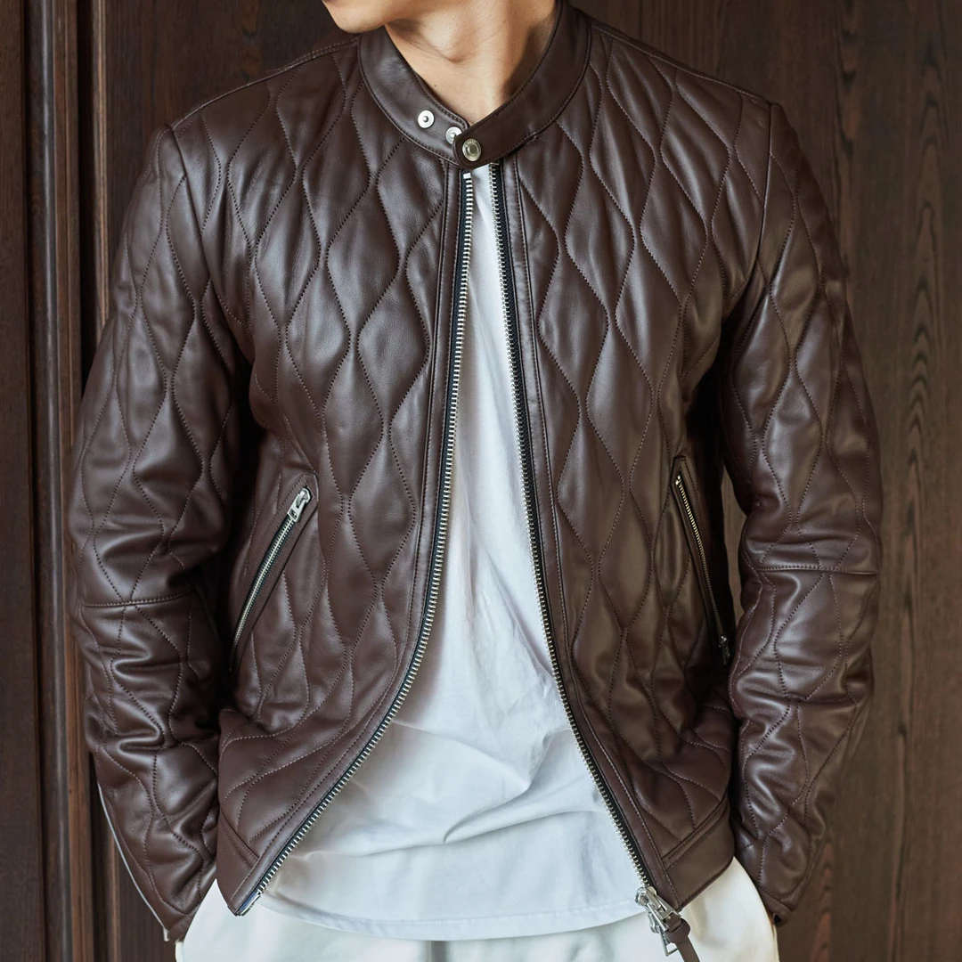 PIZHAN/皮展元旦大促 93277高定真皮羊皮桑蚕丝夹克外套