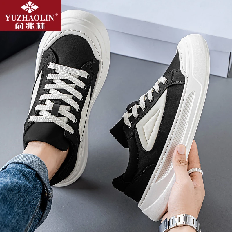 俞兆林帆布男鞋2025新款秋季潮流百搭厚底板鞋透气运动休闲潮鞋