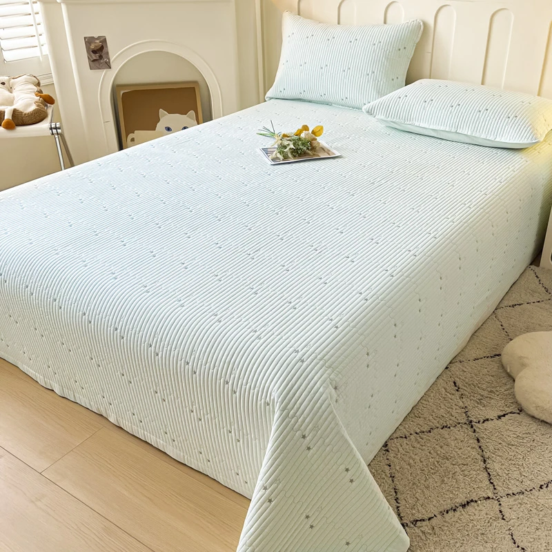 外贸仓播【全棉繁星床盖三件套】全棉水洗棉亲肤床盖三件套