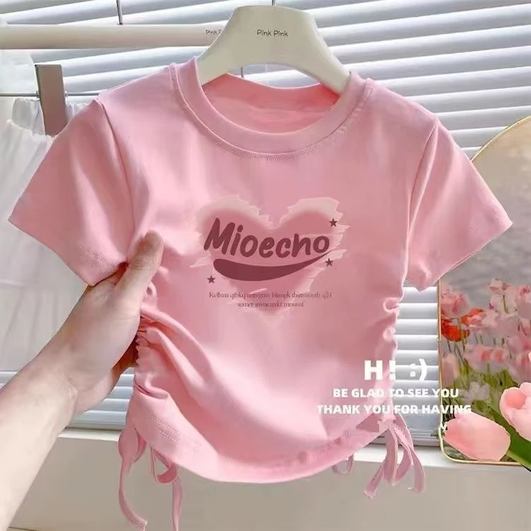 100纯棉女童短袖T恤夏季儿童百搭外穿上衣中小童宝宝新款洋气打底