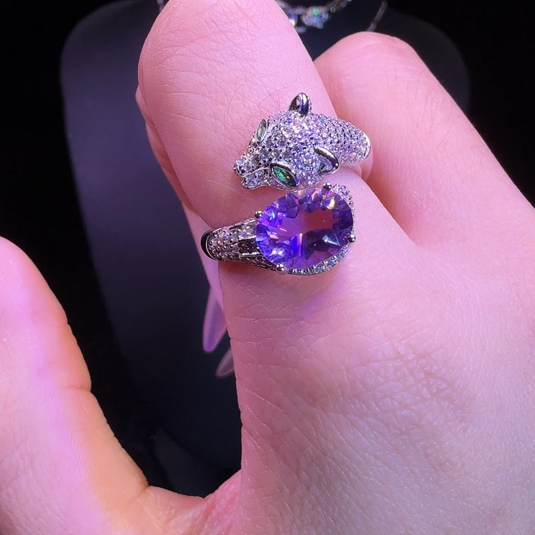 戒指银S925镶嵌水晶