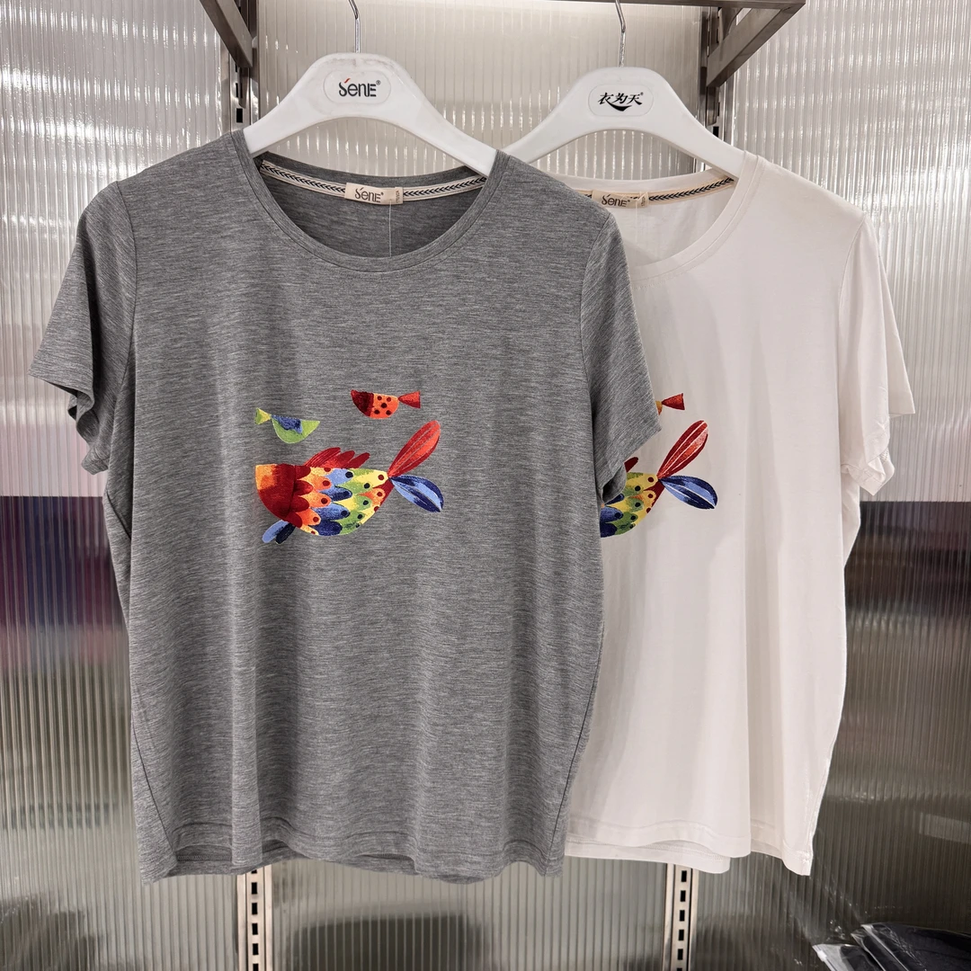 森鹅女士彩鱼半袖7220