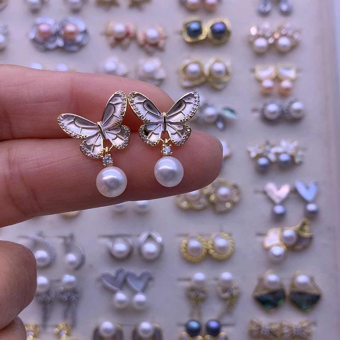 淡水珍珠耳饰合金