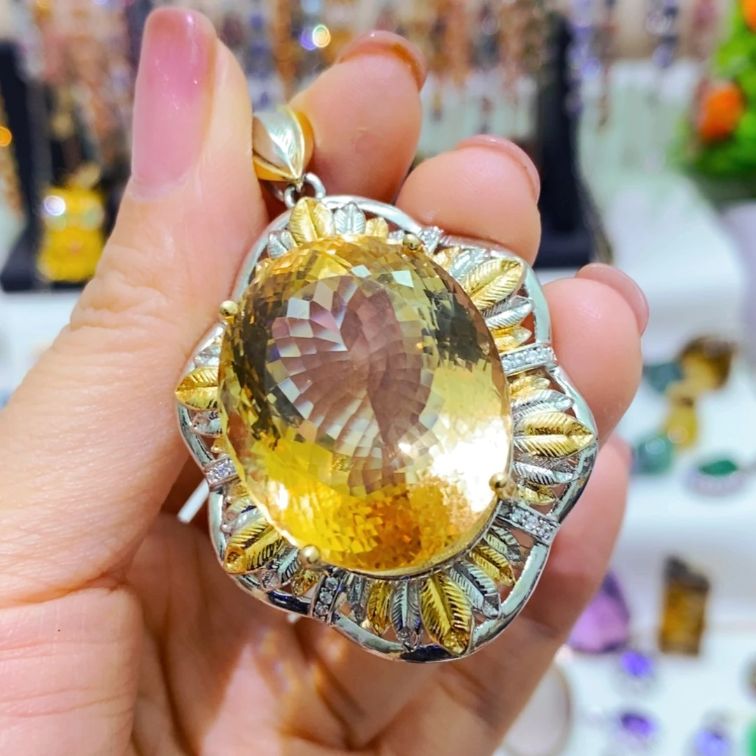 吊坠(赠链)银S925镶嵌黄晶