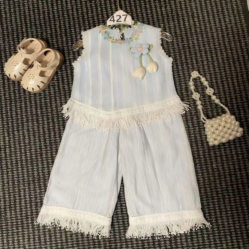 【49】-女童学院风套装夏季2025新款儿童服装卡通两件套427