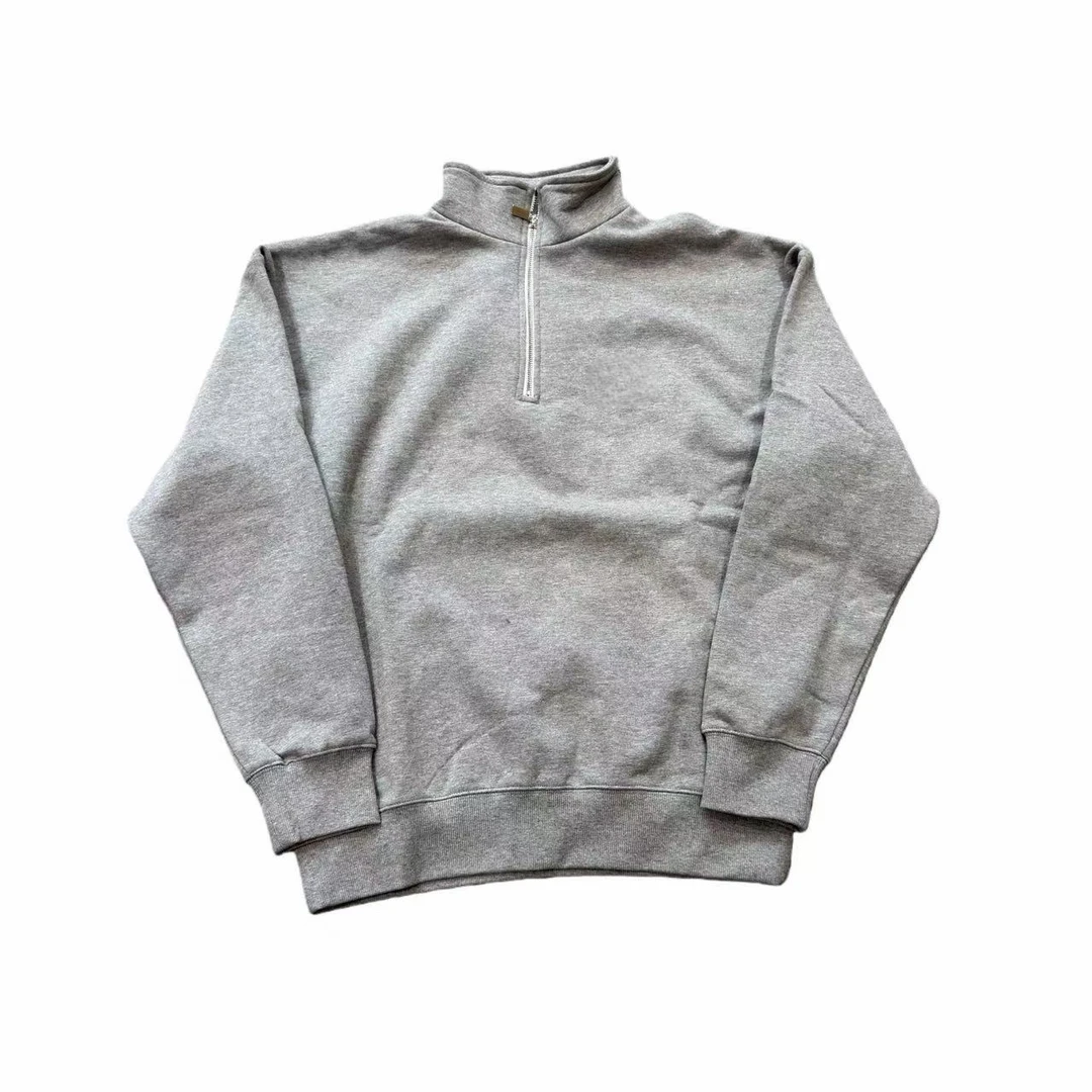 半拉链立领花灰色卫衣卫裤套装