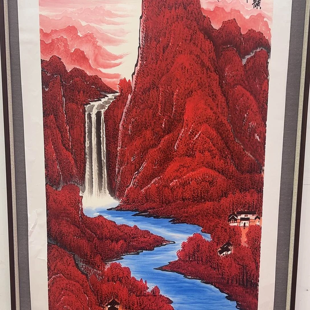 国画朱大明原作溯源带证件合影视频