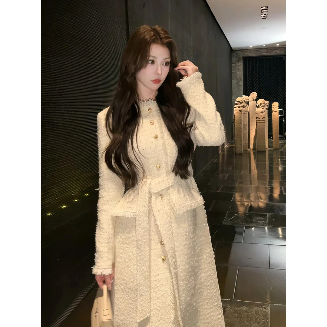 VOCKOO官方2025秋季新款千金风独特收腰系带小香风外套今年流行高