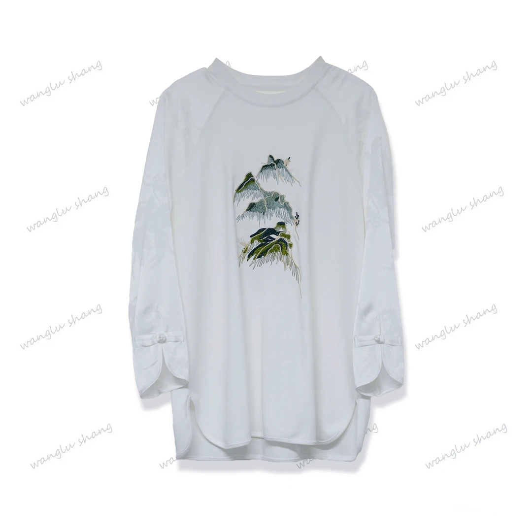 【年末大促】8036春季新款国风设计感刺绣别致上衣T恤