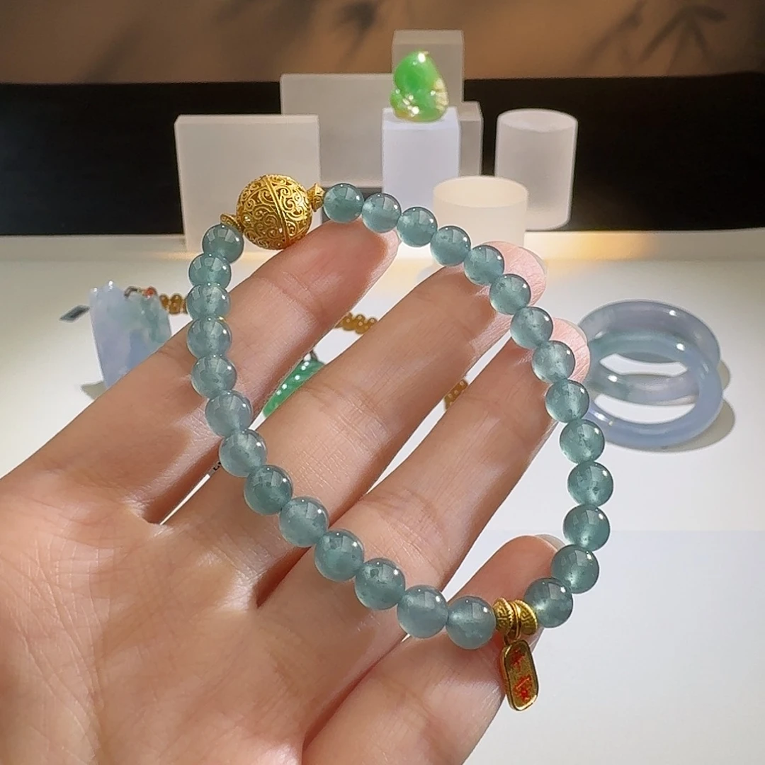 翡翠手串银S925镶嵌庄家