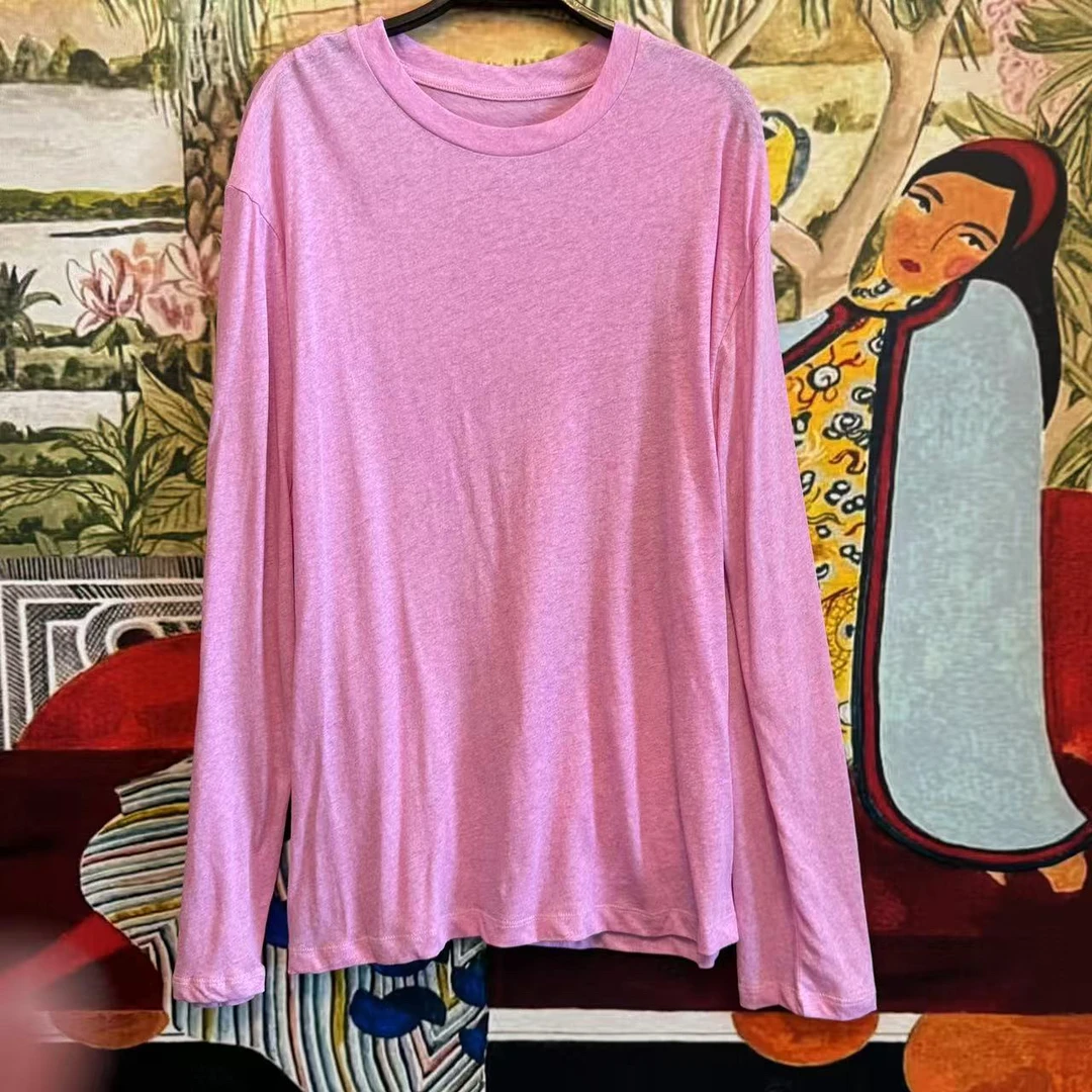 【大G精选】“软糯百搭” 简约风圆领长袖T恤双色