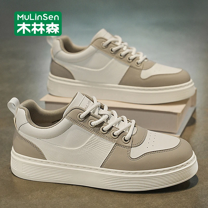 木林森男鞋2025新款运动小白鞋男秋季透气工作板鞋软底百搭休闲鞋