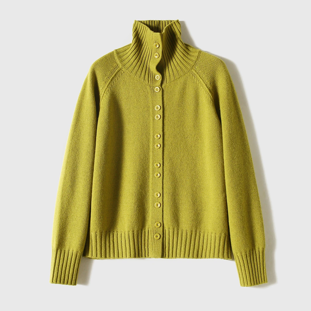 【九月木兮】冬日慵懒风单排扣多色羊毛羊绒针织开衫 S82666ZWNVG