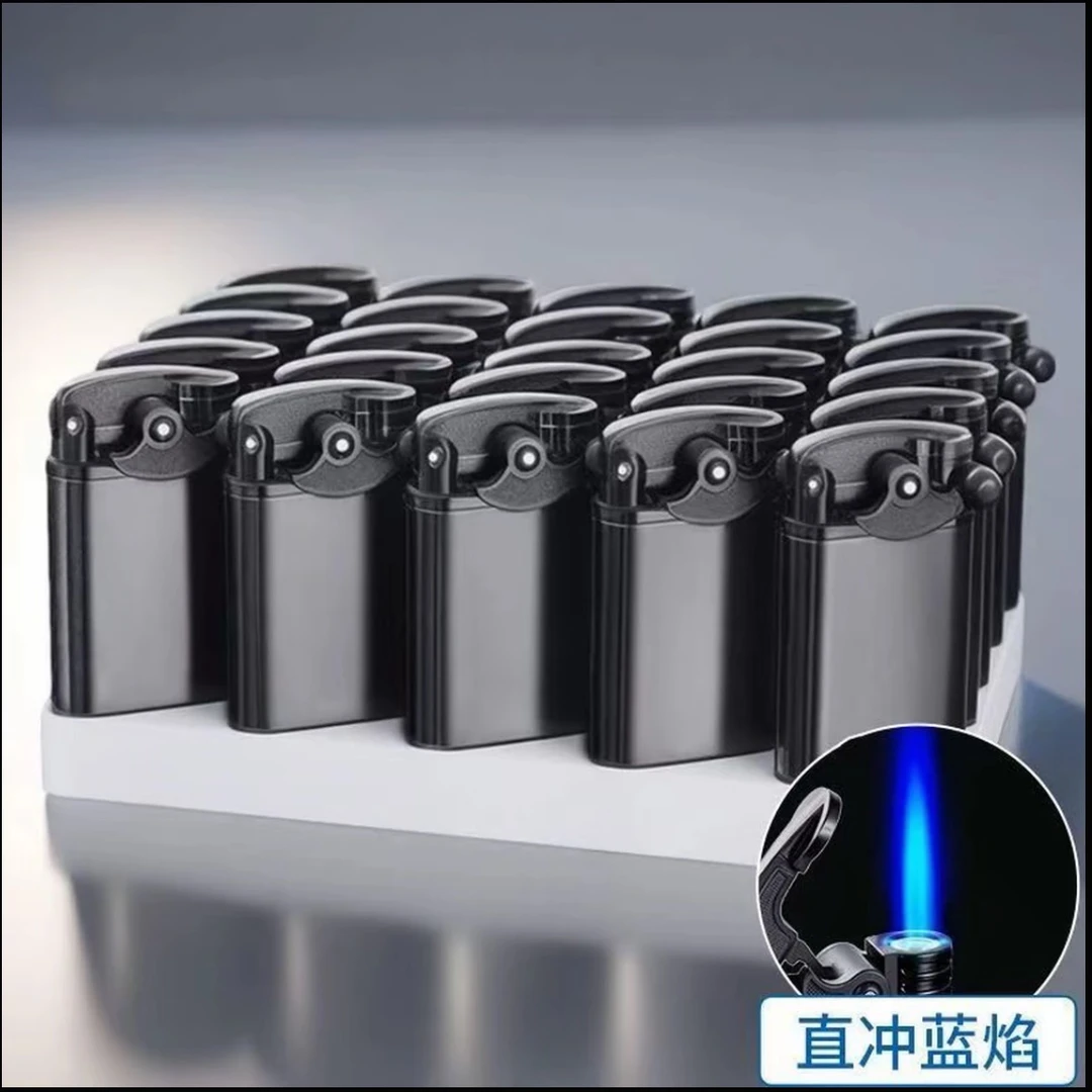 【多种颜色支持定制】时尚黑红摇臂翻盖电话式蓝焰金属防风打火机