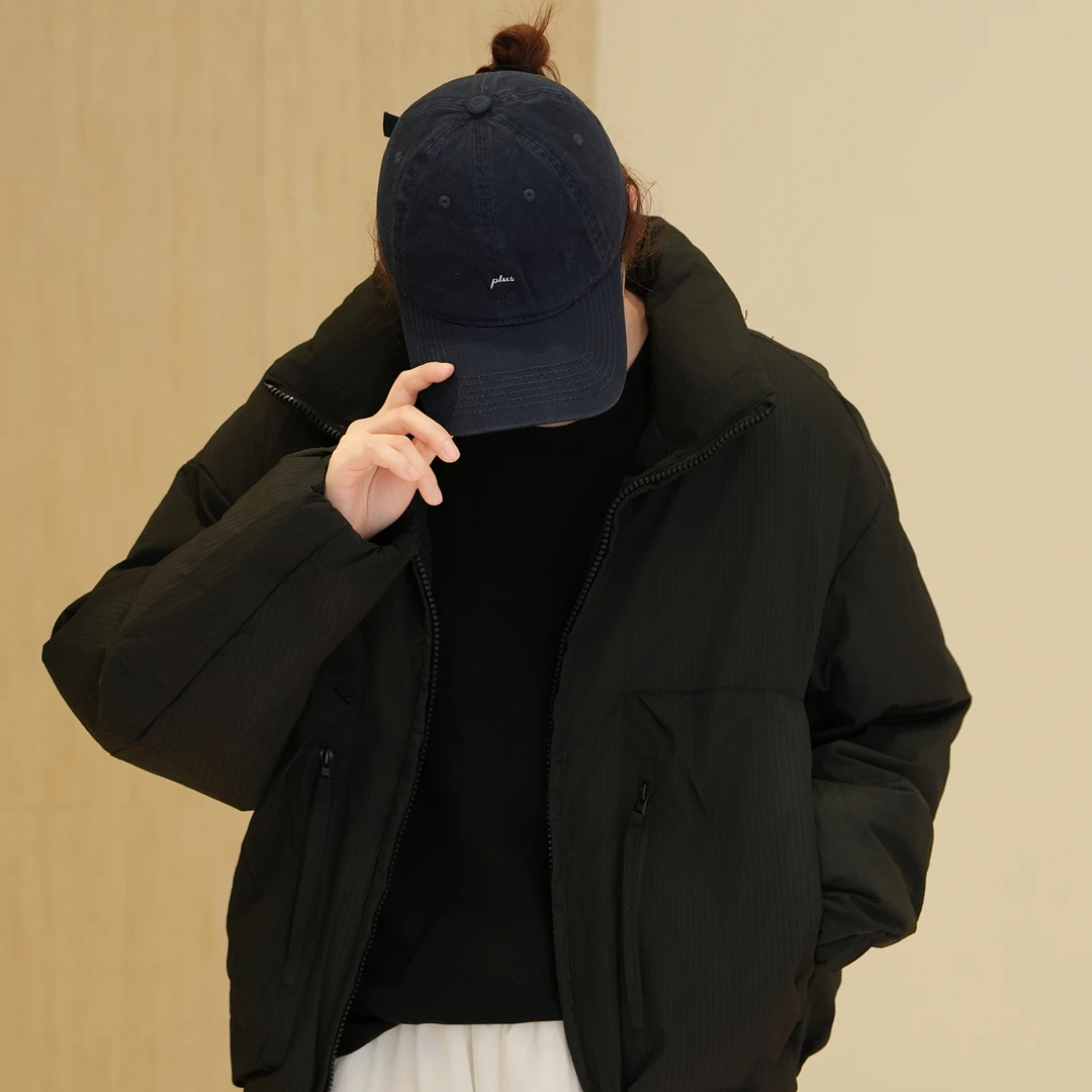 VB羽绒服男格子纯色短款极简风宽松立领冬季时尚休闲百搭